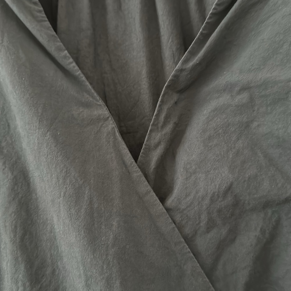 Madewell Long Sleeve Mini Dress Poplin Cotton Wrap Green Casual Quiet Luxury - Picture 10 of 13